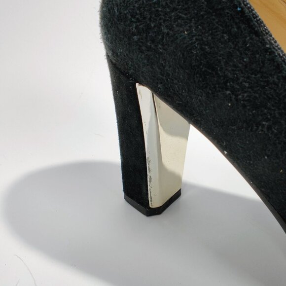 Adrienne Vittadini Women's Size 6M Black Suede Penny Loafer Block Heels - Picture 7 of 16